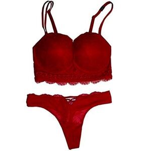 Victorias Secrets Very Sexy Red Lace Up Multi-Way Bra Set
